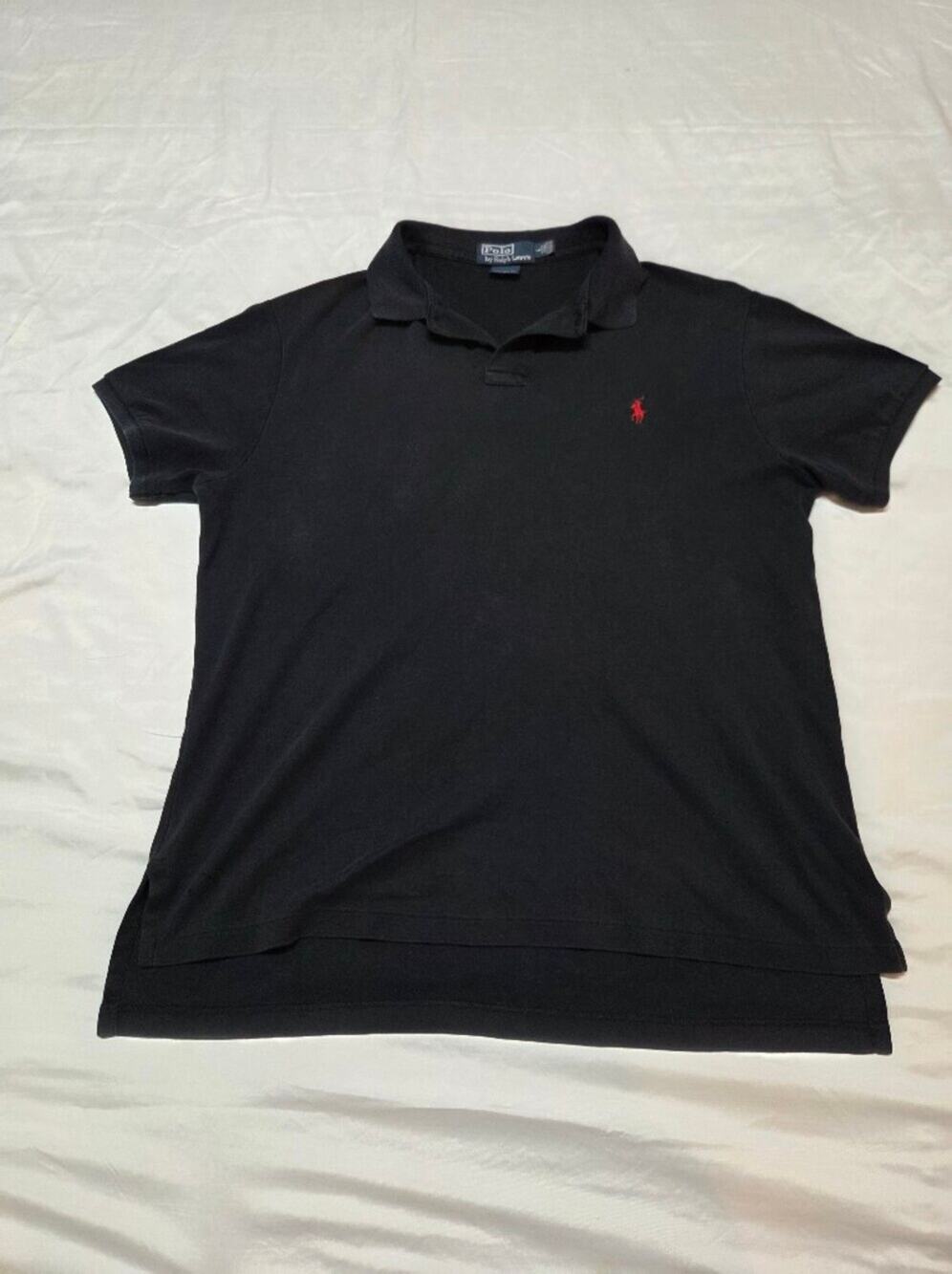 Men's Black Polo ralph lauren Shirt with Red Embroidered Logo